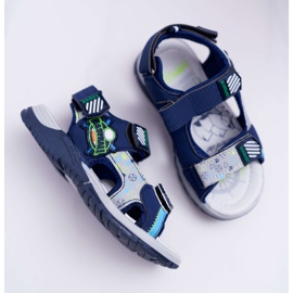 FRROCK Sandali da bambino per ragazzi con velcro Navy Blue Reksio blu navy 2