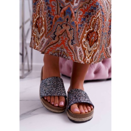 S.Barski Pantofole da donna eleganti con suola spessa in jersey blu 2