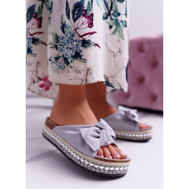 Ciabatte Donna Con Fiocchi Suola Spessa Grigio Milady 1