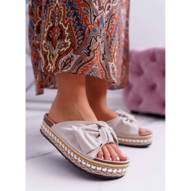 Ciabatte Donna Suola Spessa Con Fiocchi Beige Milady 1