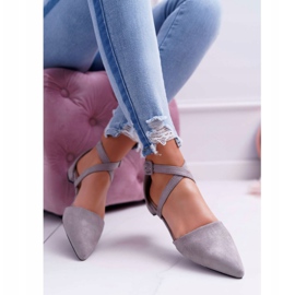 PS1 Ballerine da donna in pelle scamosciata grigie in Spitz Medena grigio 2