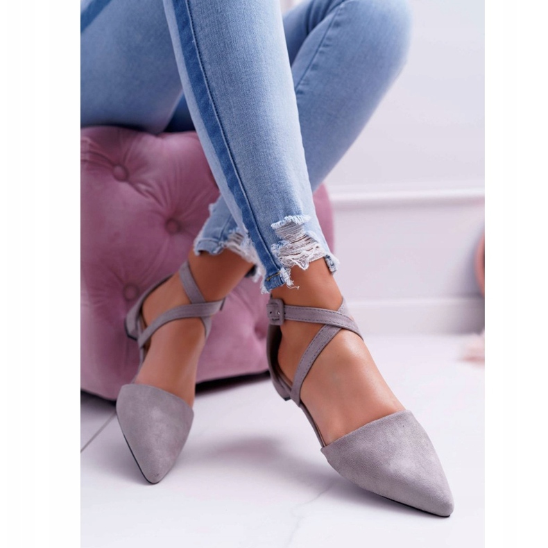PS1 Ballerine da donna in pelle scamosciata grigie in Spitz Medena grigio 2