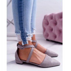 PS1 Ballerine da donna in pelle scamosciata grigie in Spitz Medena grigio 1