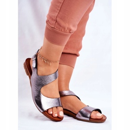 Sandali Donna Laura Messi 1116 Pelle Metallizzata Vollare multicolore grigio 1