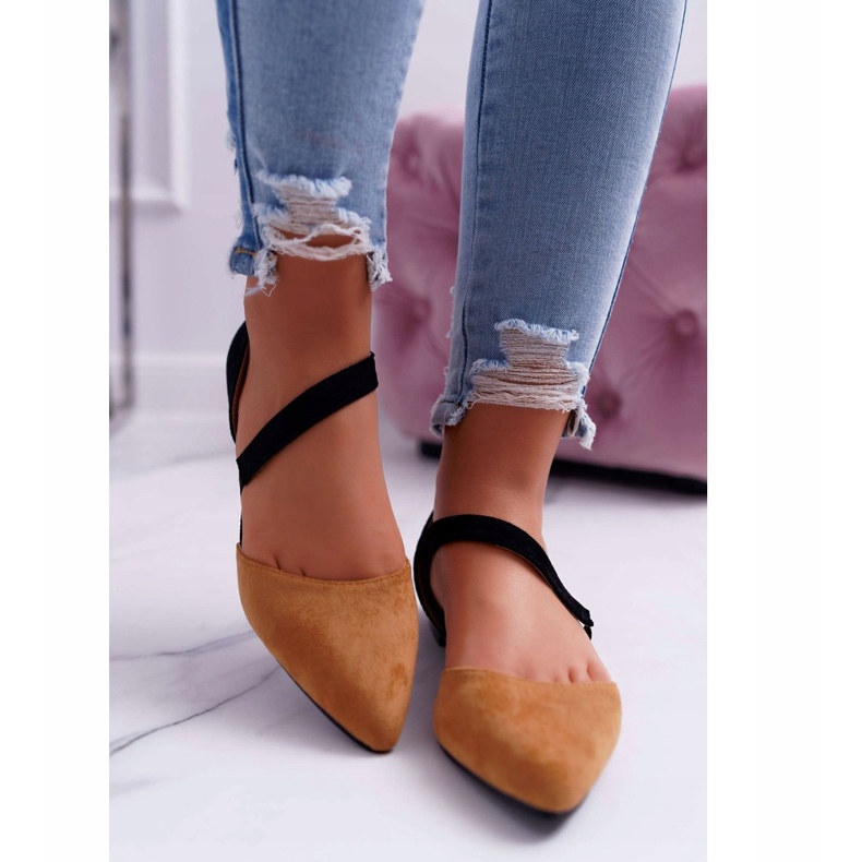 Lu Boo Ballerina In Pelle Scamosciata Cammello Spitz Carana marrone 2