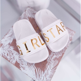 FRROCK Pantofole da bambina con scritta dorata Girl Star White Bambi bianco 1