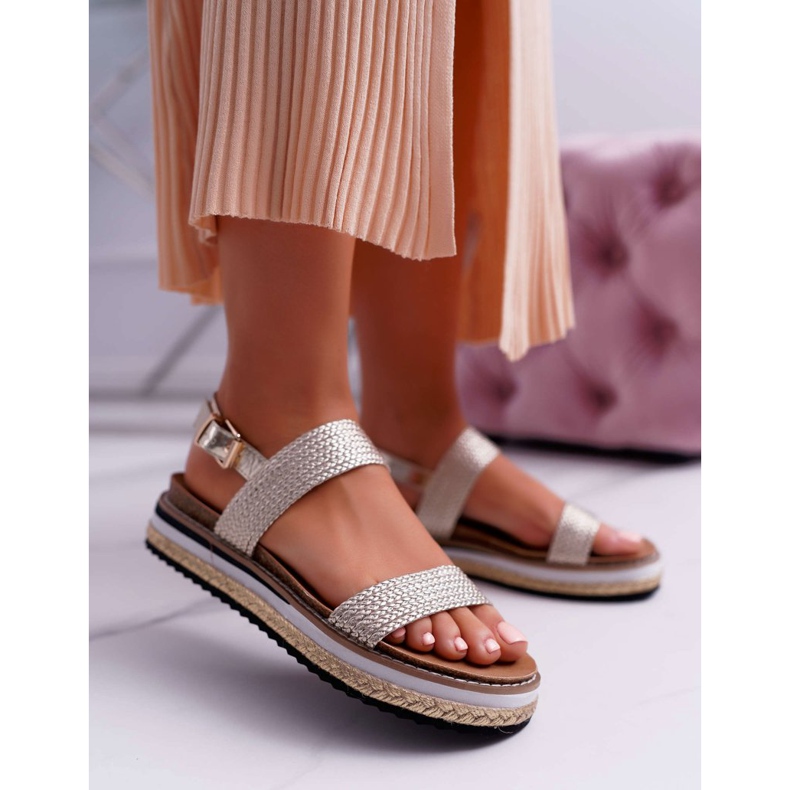 Moow Sandali da donna sulle espadrillas Piattaforma dorata di Sarabel d'oro 1