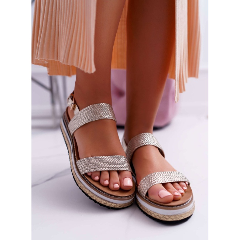 Moow Sandali da donna sulle espadrillas Piattaforma dorata di Sarabel d'oro 2
