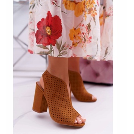 FW1 Sandali da donna con tacco alto Punta aperta Cammello Nevienna marrone 1