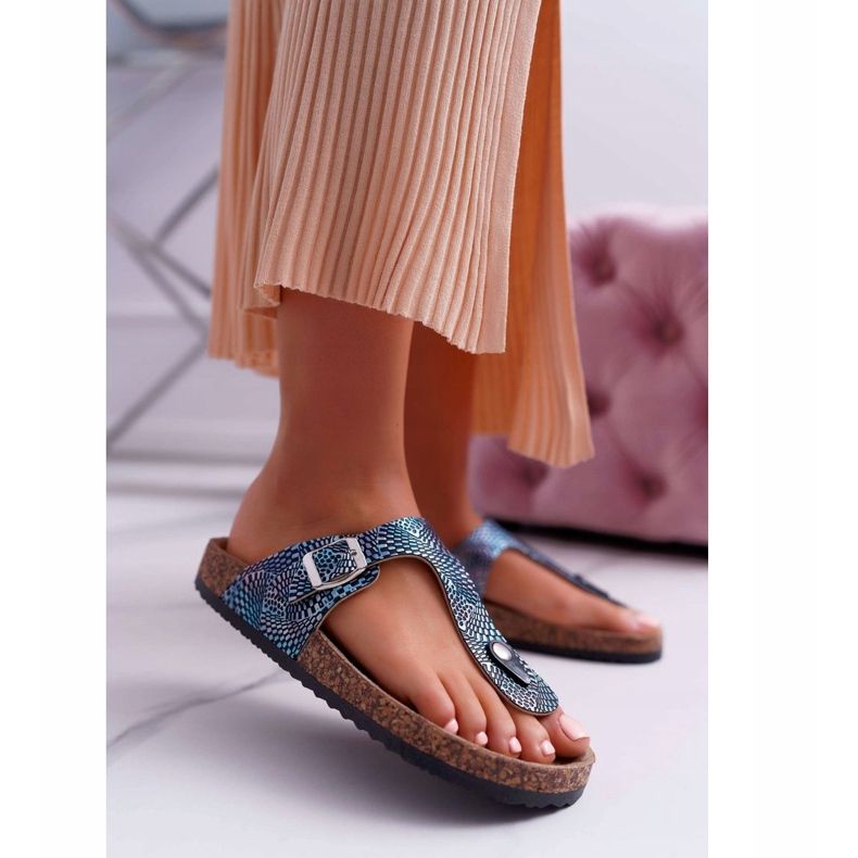 EVE Pantofole Donna Blu Navy Infradito Baisan 2