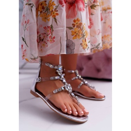 Sandali argento da donna con cristalli Ywen grigio 1