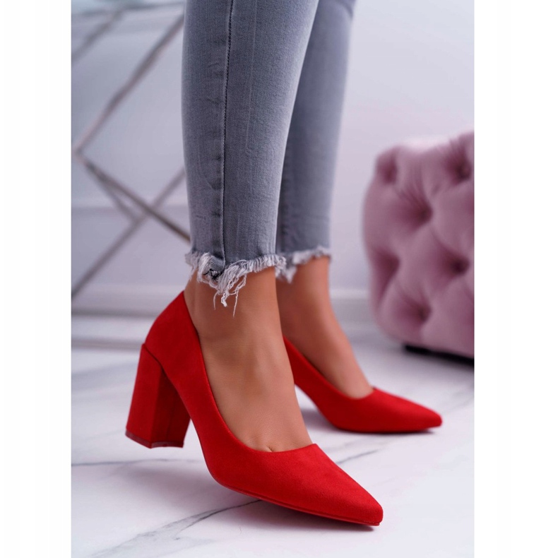 PS1 Décolleté con tacco da donna in camoscio rosso Neshka 1