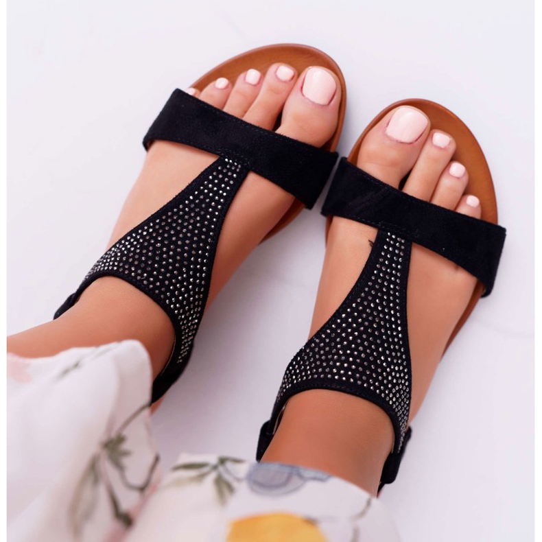 EVE Sandali Donna Flat Nero Sorsano 1