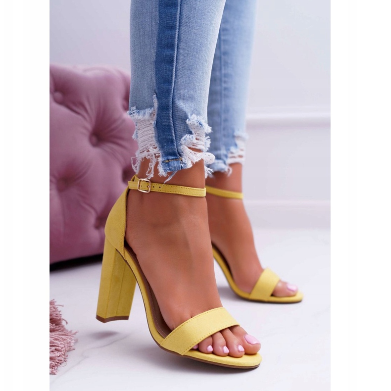 ADY Sandali Donna Con Tacco Camoscio Giallo Anastasie 2