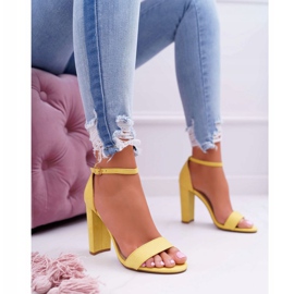 ADY Sandali Donna Con Tacco Camoscio Giallo Anastasie 1