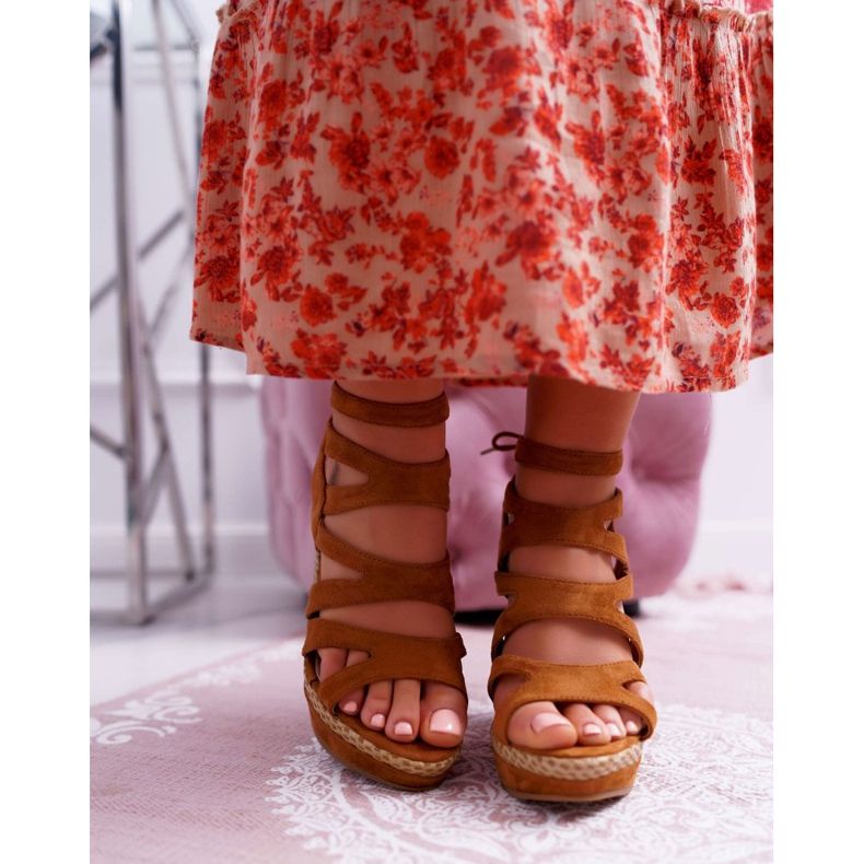 FRERY Sandali da donna con zeppa A String Camel Liluena marrone 2