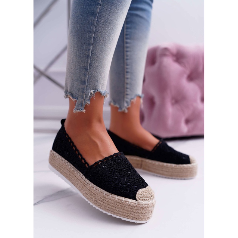 Espadrillas da donna in pizzo nero Lovely Haven 1
