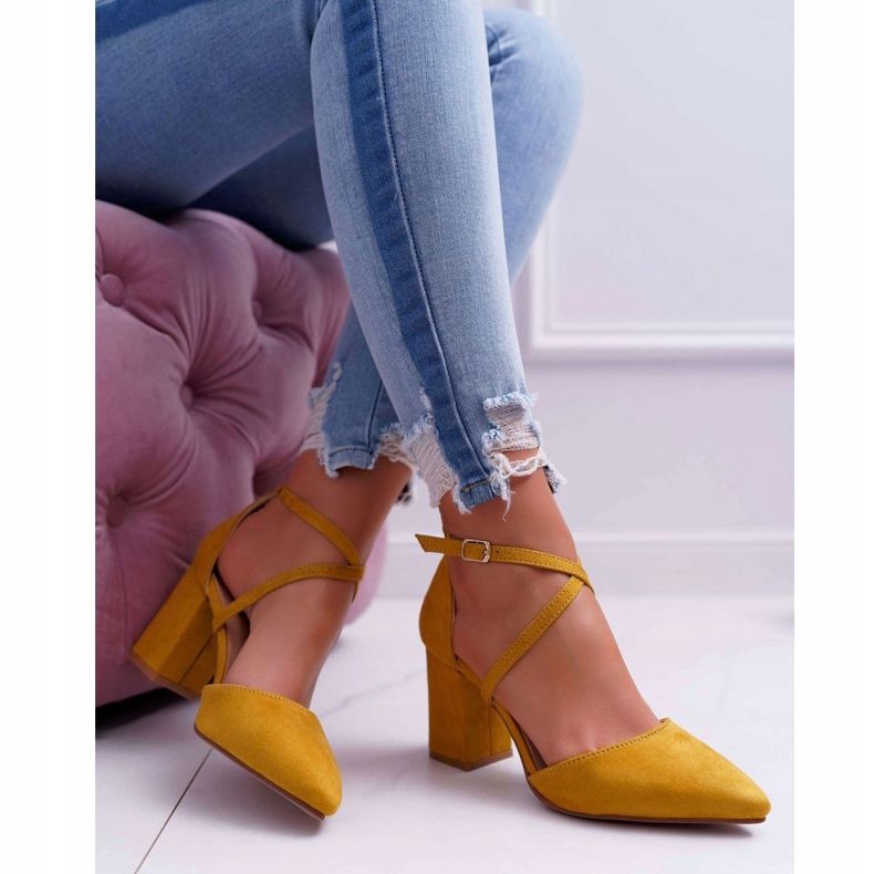PS1 Décolleté con tacco da donna con traffico giallo 1