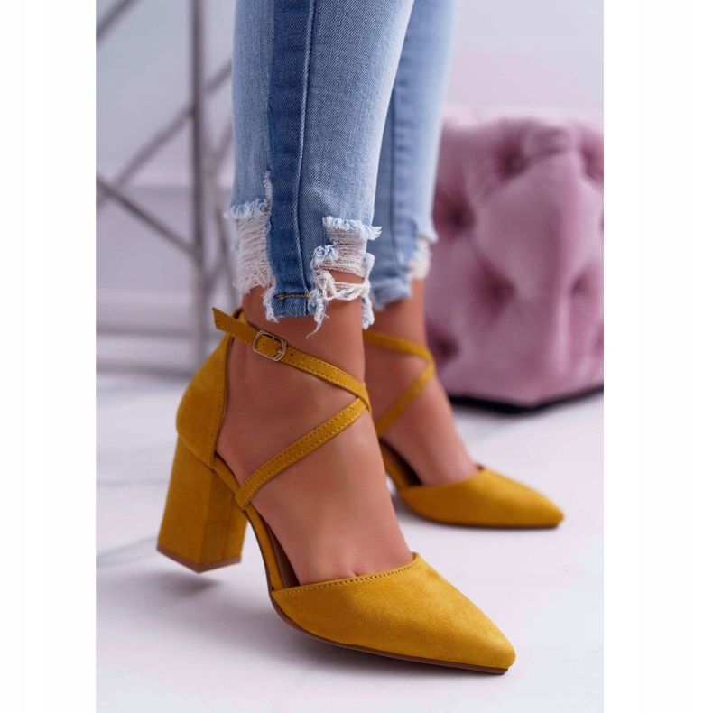 PS1 Décolleté con tacco da donna con traffico giallo 2