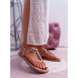 FRERY Sandali Donna Slip-on Con Zirconi Champagne Satina rosa 1