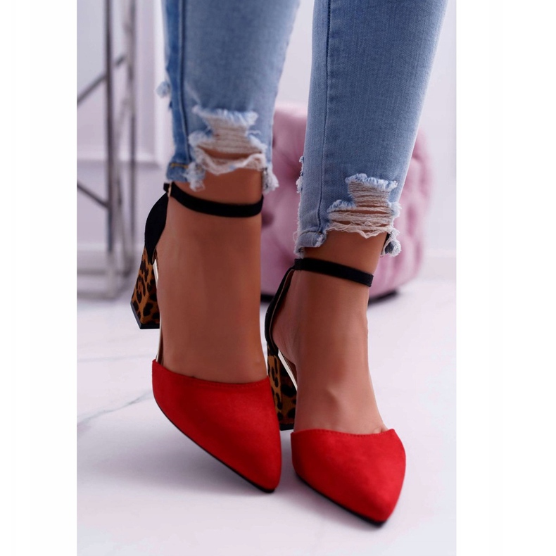 PS1 Décolleté Da Donna Con Tacco Leopardo Rosso Ferri marrone nero 2