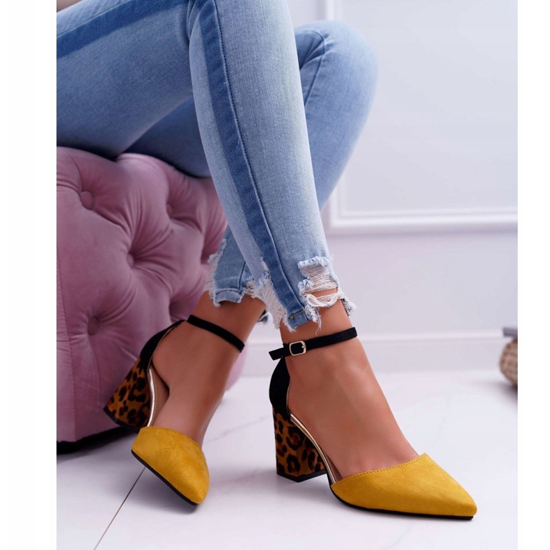 PS1 Décolleté Da Donna Con Tacco Leopardato Giallo Ferri marrone nero multicolore 1
