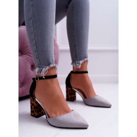 PS1 Décolleté Da Donna Con Tacco Leopardato Grigio Ferri marrone nero 2