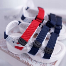 FRROCK Sandali Per Bambini Con Velcro Per Bambina Ragazzo Bianco Fima rosso blu navy 1