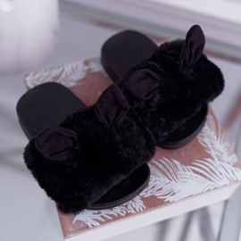 FRROCK Pantofole Per Bambini Con Pelliccia E Danni Nere Thoa nero 1