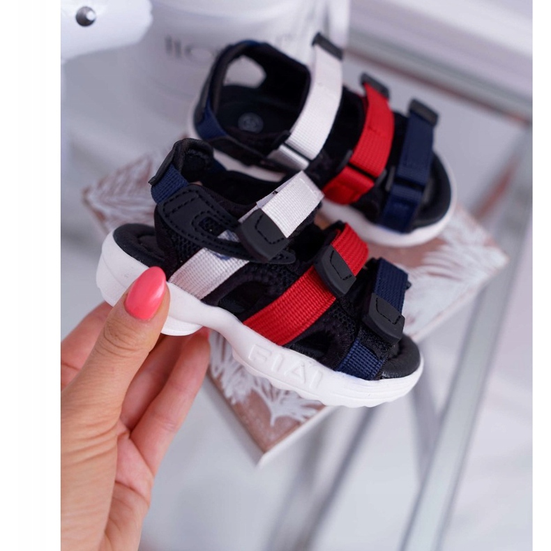 FRROCK Sandali Per Bambini Con Velcro Per Bambina Ragazzo Nero Fima 1