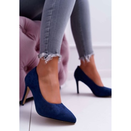 EVE Scarpe con tacco a spillo da donna in pelle scamosciata in Spitz blu navy Kiss Me 2