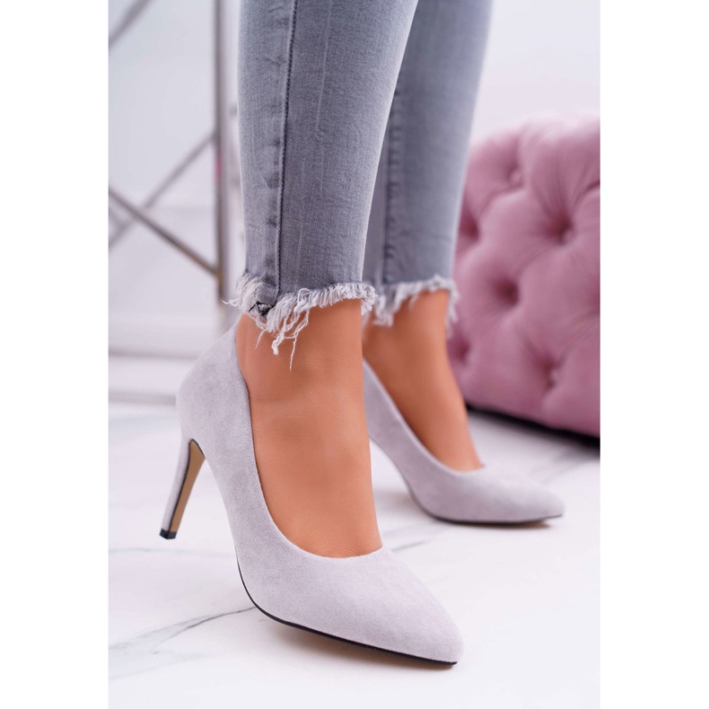 EVE Scarpe con tacco a spillo da donna in pelle scamosciata in Spitz Grey Kiss Me grigio 1