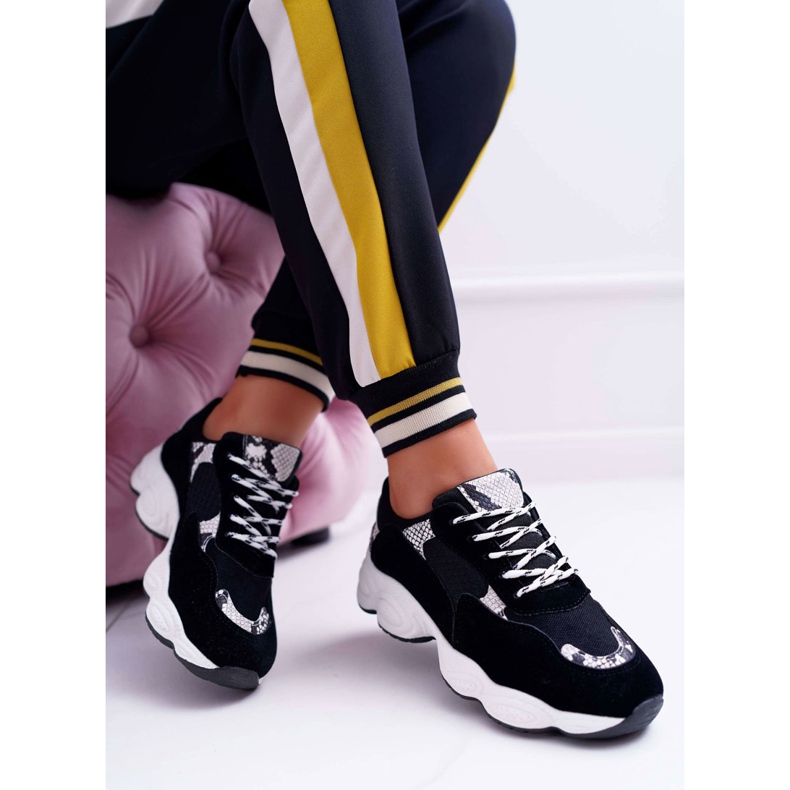 NFR Scarpe Sportive da Donna Camoscio Pelle di Serpente Nera Lollipop nero grigio 1
