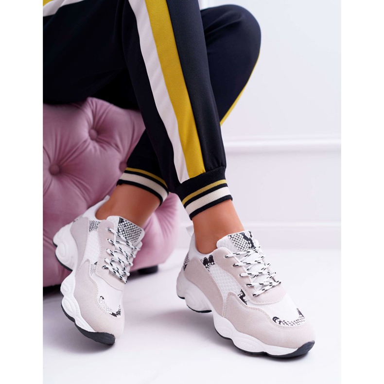 NFR Scarpe Sportive Donna Camoscio Serpente Bianco Lollipop grigio 1