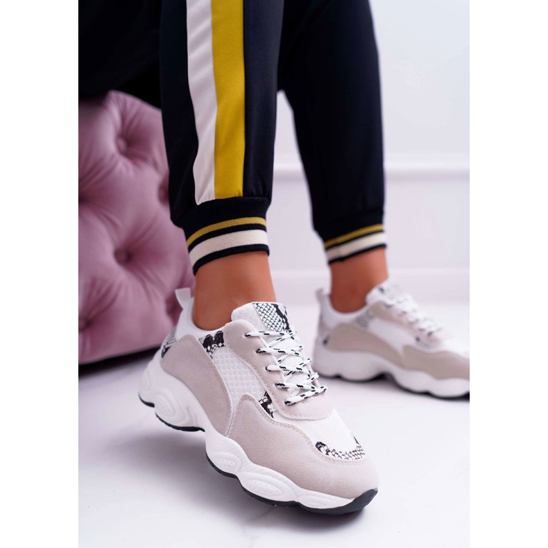 NFR Scarpe Sportive Donna Camoscio Serpente Bianco Lollipop bianca grigio 2