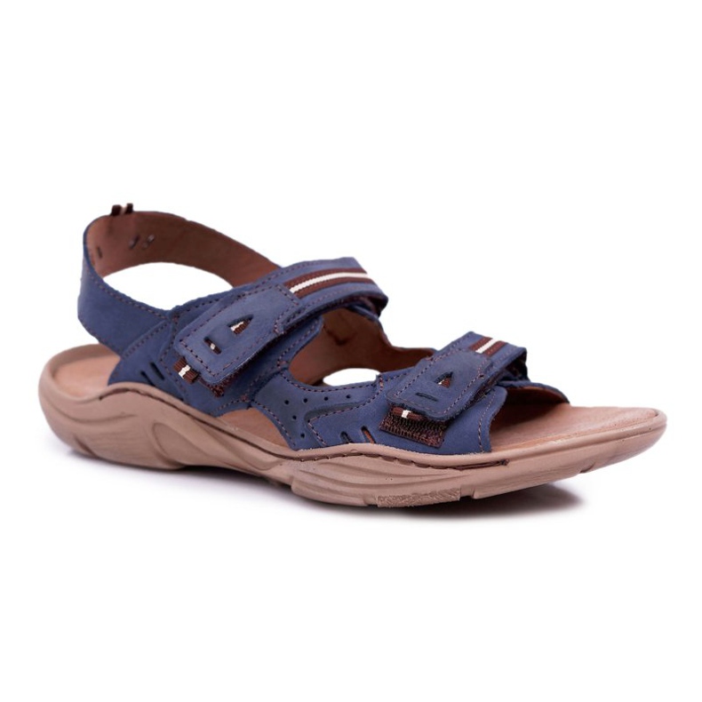 Mario Boschetti Sandali da uomo in pelle blu navy Lop 1