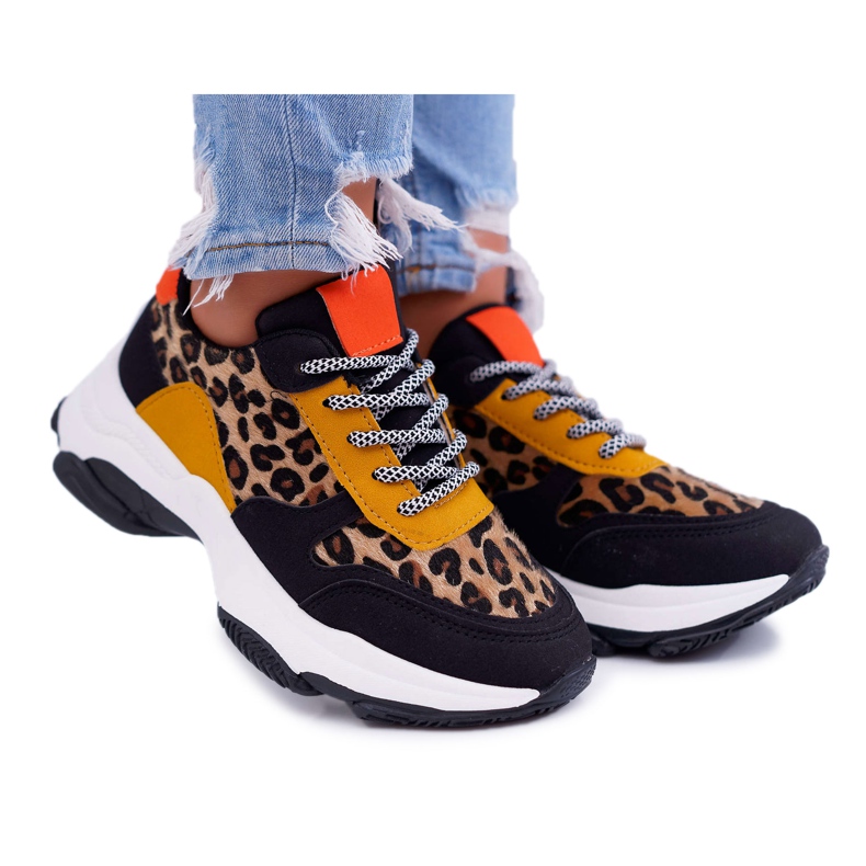 Scarpe sportive da donna con suola spessa leopardate Sevana marrone nero 1