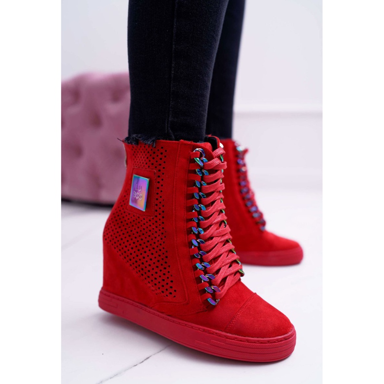 Sneakers Donna Lu Boo Scamosciato Traforato Rosso Clamma 1