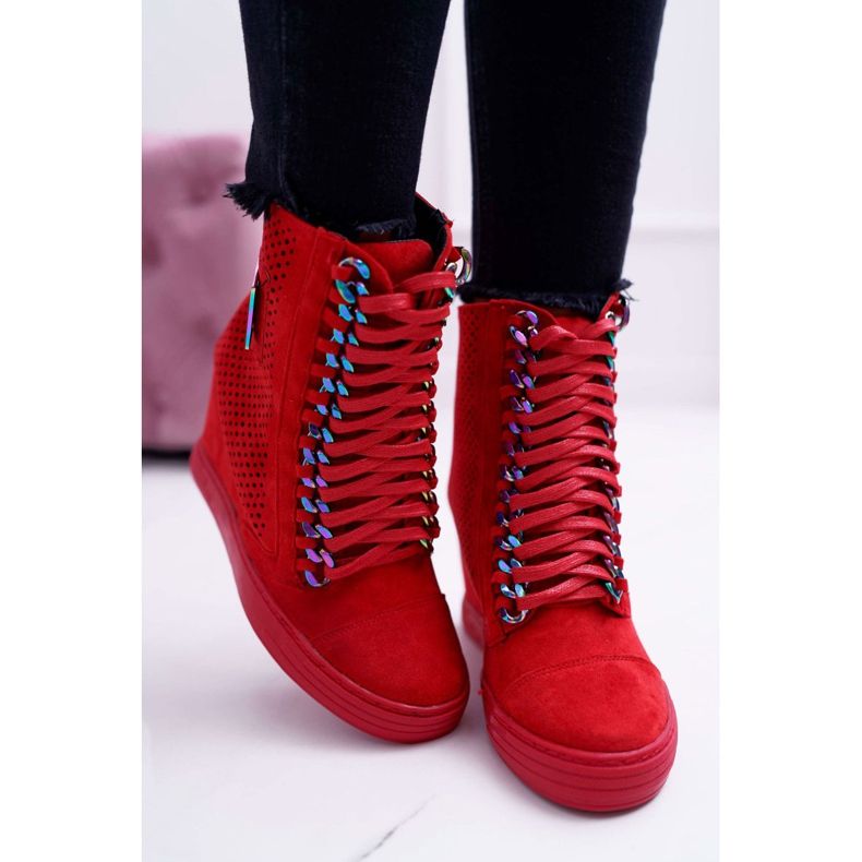 Sneakers Donna Lu Boo Scamosciato Traforato Rosso Clamma 2