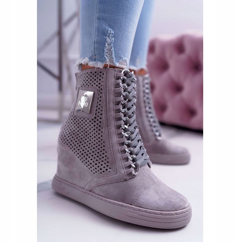 Sneakers Donna Lu Boo Scamosciato Traforato Grigio Clamma 1