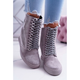 Sneakers Donna Lu Boo Scamosciato Traforato Grigio Clamma 2