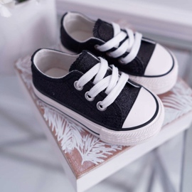 FRROCK Sneakers da bambino in broccato nero Misty 1