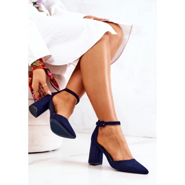 PS1 Décolleté con tacco da donna in pelle scamosciata blu navy Harye 1