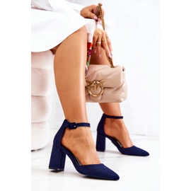 PS1 Décolleté con tacco da donna in pelle scamosciata blu navy Harye 2