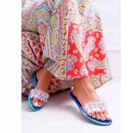 Ciabatte Da Donna Con Cubic Zirconia Lu Boo Petrol Blue Mediana 1