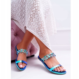 Ciabatte da Donna Lu Boo Elegant Con Cubic Zirconia Blu Elementare 1