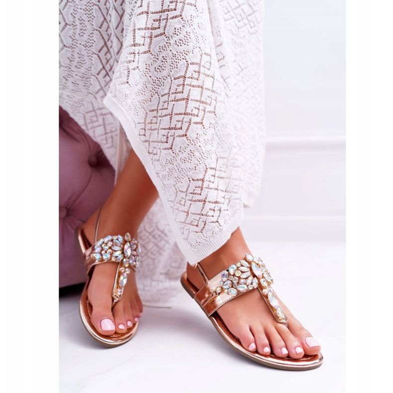 Sandali Donna Lu Boo Petrolio Cristalli Oro Rosa Sonne 1