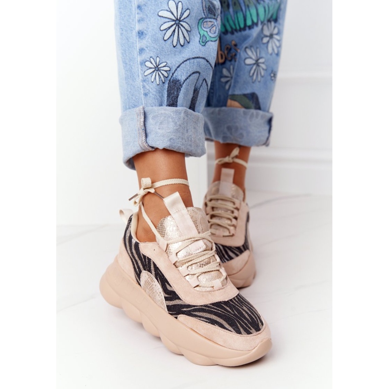 Scarpe Sportive da Donna Lu Boo Suola Spessa Beige Taste It! 1