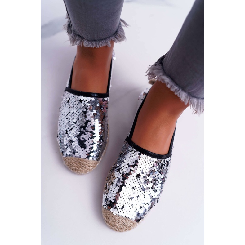 Espadrillas da donna Lu Boo Silver Paillettes Destino grigio 1