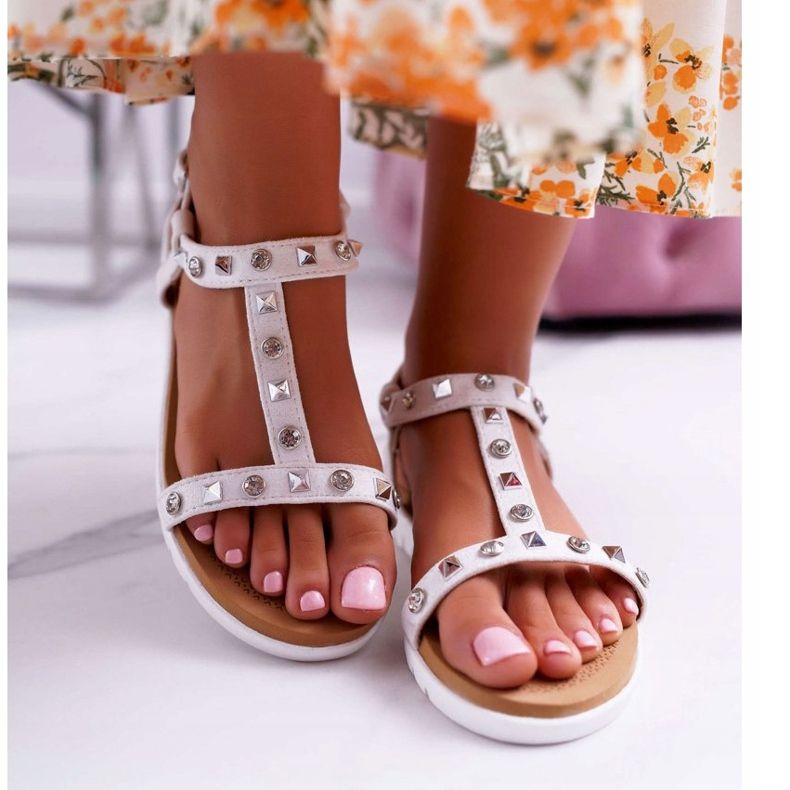 Sandali Lu Boo da donna bianchi con borchie Mariachi bianco 2